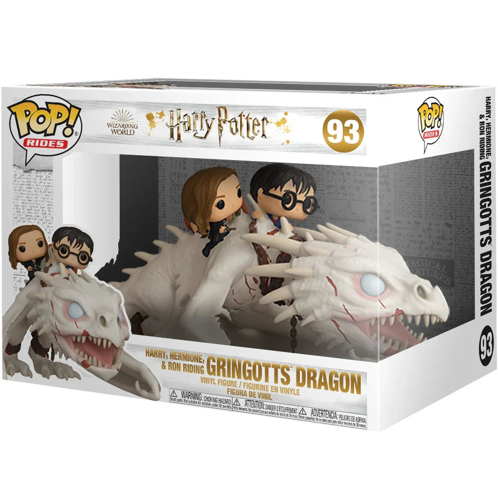 POP figure Harry Potter Gringotts Dragon with Harry, Ron and Hermione Nerdscape