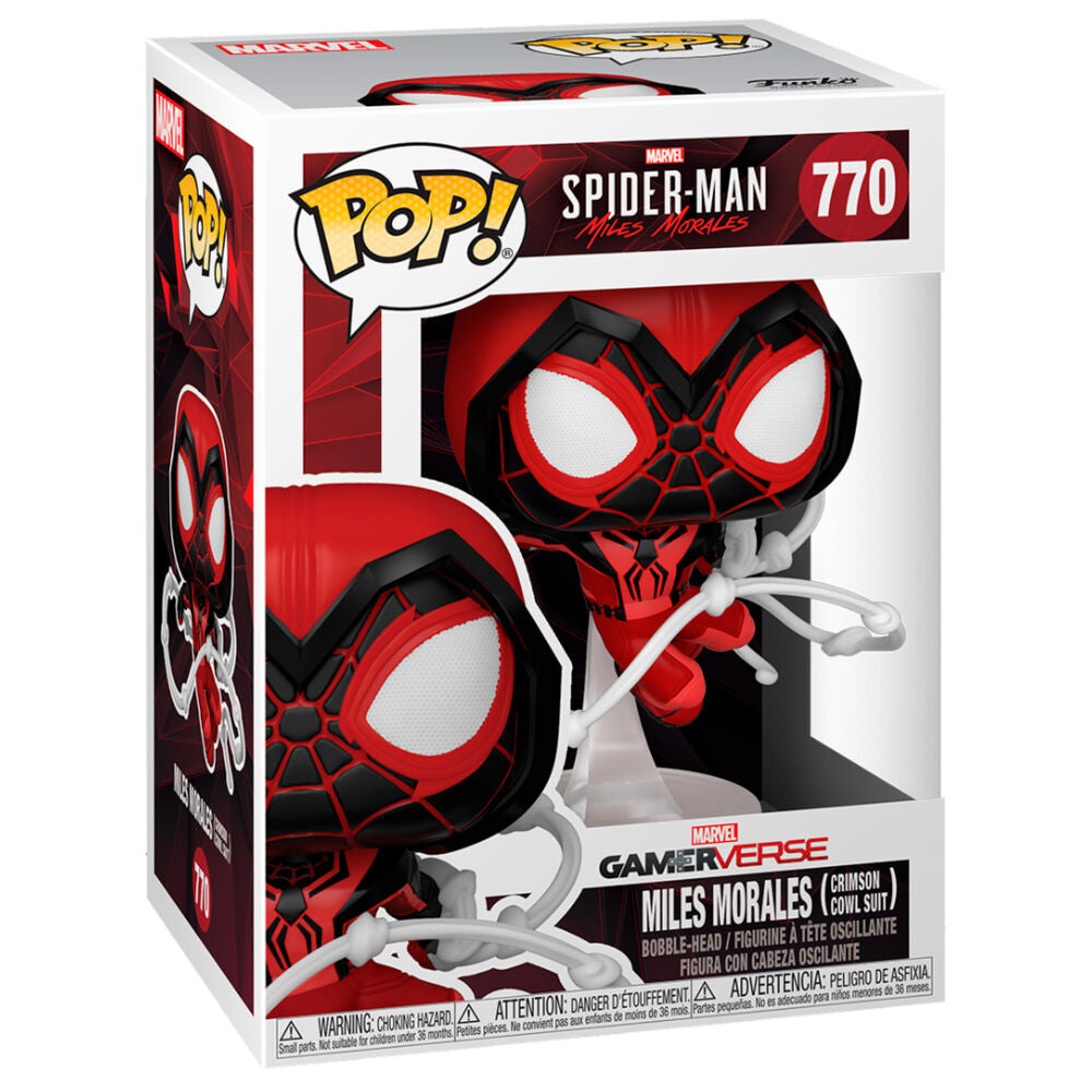 POP figure Marvel Spiderman Miles Morales Crimson Cowl Suit Nerdscape
