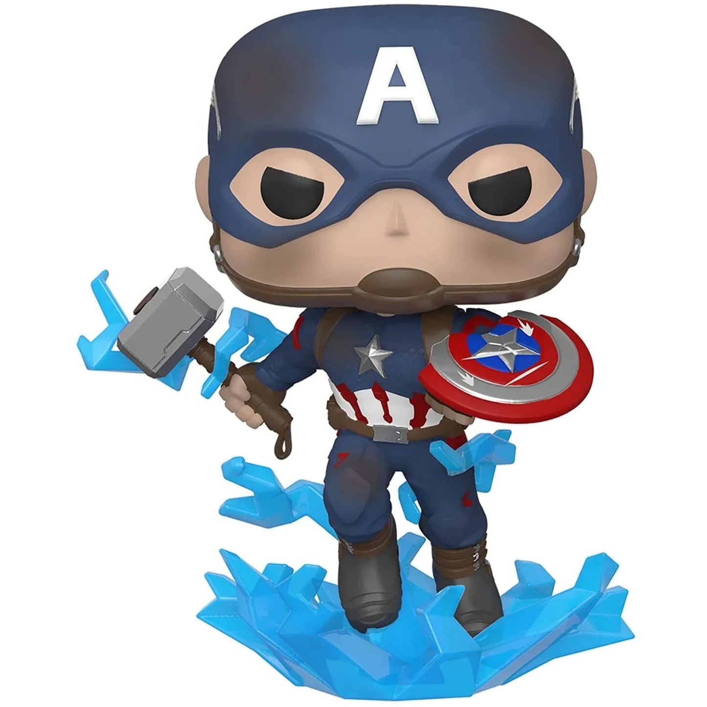 POP figure Marvel Avengers Endgame Captain America with Broken Shield & Mjolnir Nerdscape