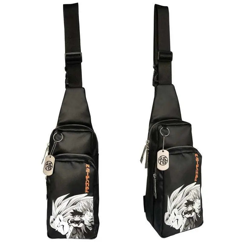 Borsa a tracolla nera Nerdscape con stampa anime e dettagli manga, stile streetwear geek