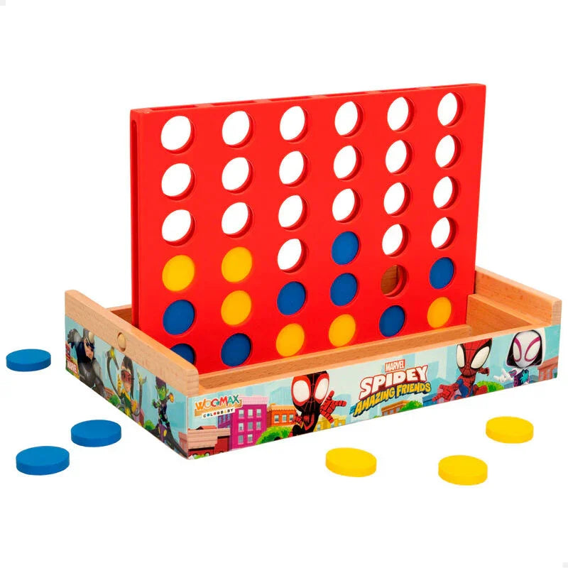 Marvel Spidey Four in a Row wooden game Nerdscape