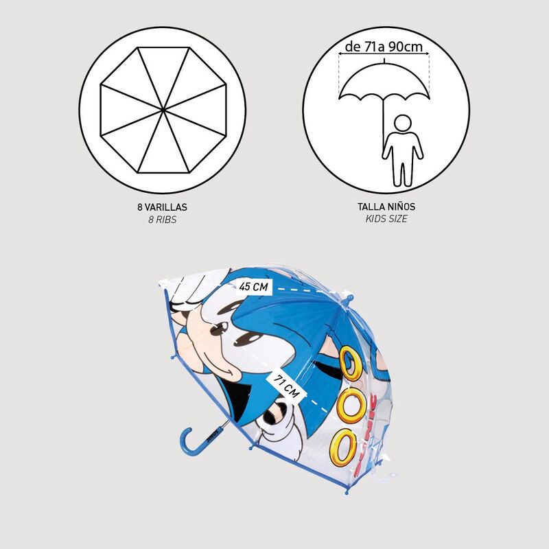 Sonic The Hedgehog bubble manual umbrella 45cm Nerdscape