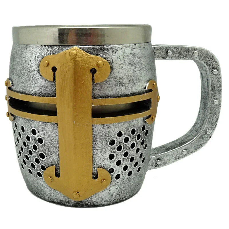 Medieval Knight Silver and Gold Helmet jug Nerdscape