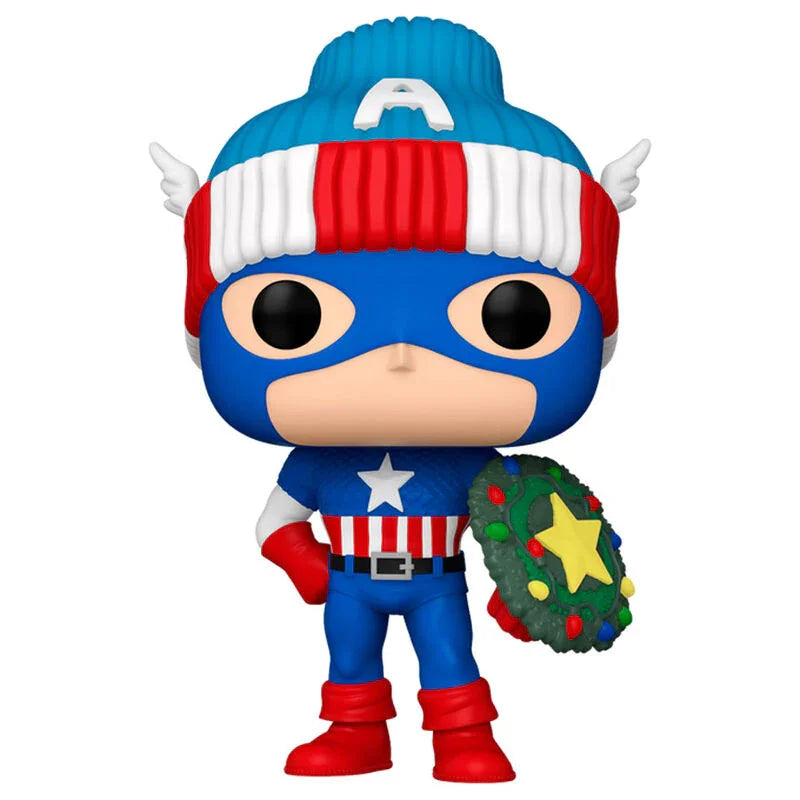 Funko Pop! Holiday Captain America - Figura da Collezione Vinyl Nerdscape