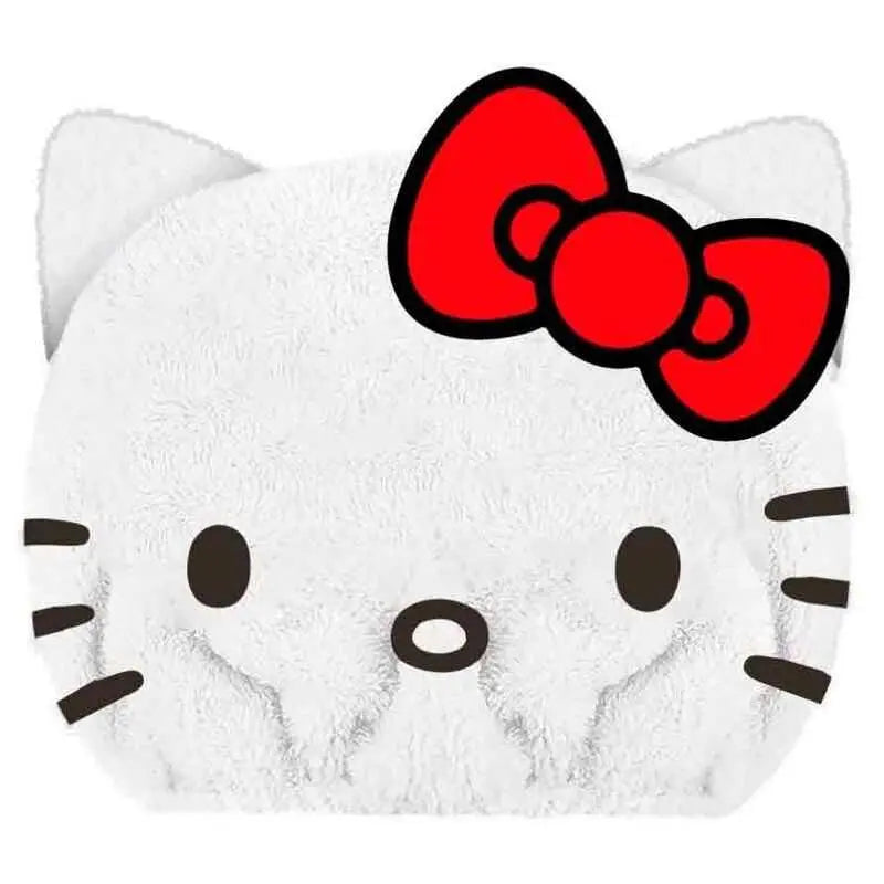 Cuscino bianco a forma di gatto con fiocco rosso, stile kawaii, su Nerdscape shop.