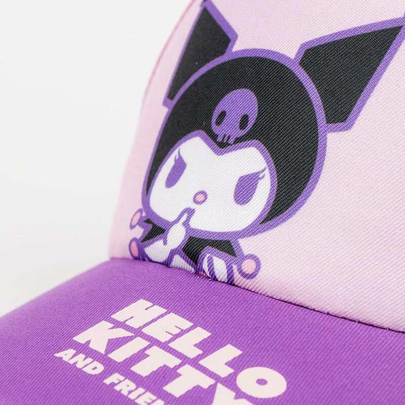 Cappellino viola Nerdscape con personaggio Kuromi e scritta Hello Kitty and Friends