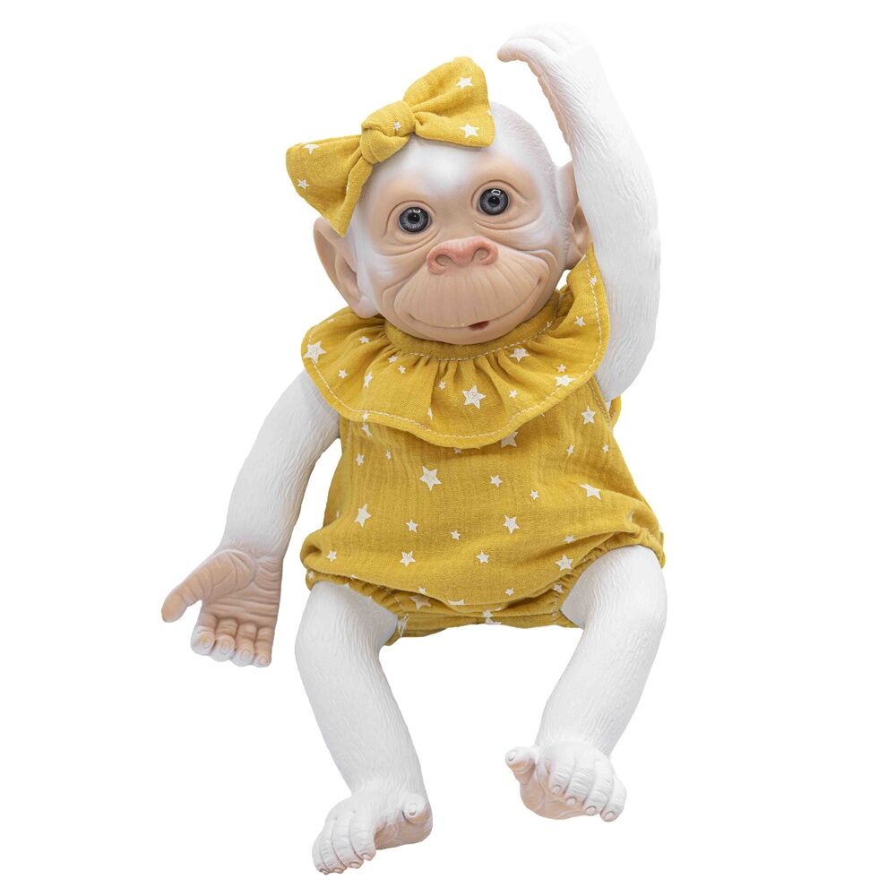 Baby doll reborn monkey flake yellow onesie Nerdscape