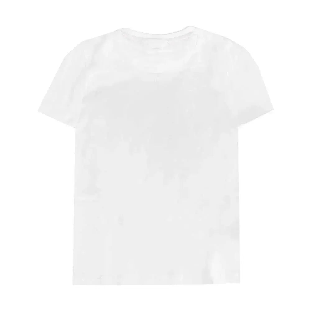 Maglietta bianca basic in cotone, maniche corte, sfondo bianco, Nerdscape shop