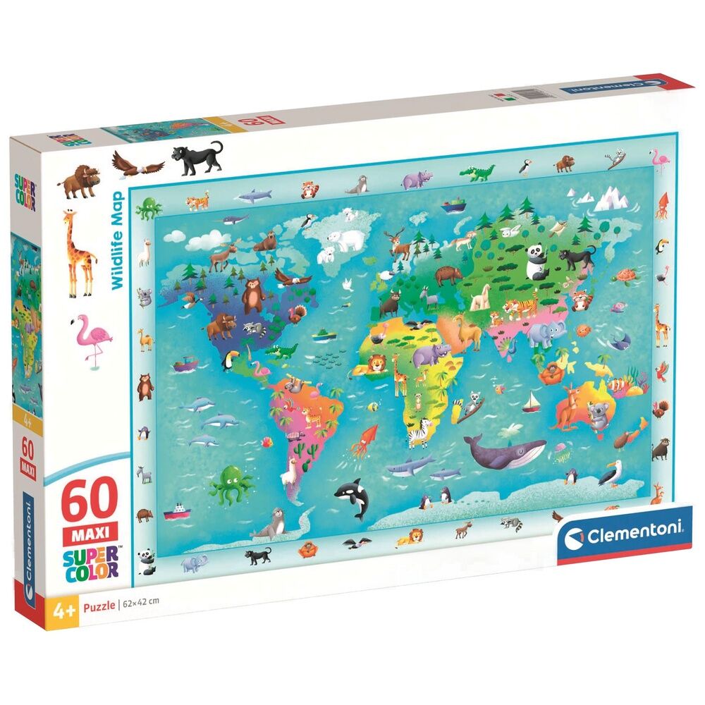 Wildlife Map maxi puzzle 60pcs Nerdscape