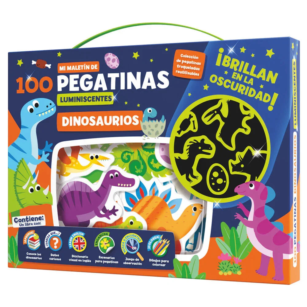 Dinosaurs 100 luminescent stickers briefcase Nerdscape