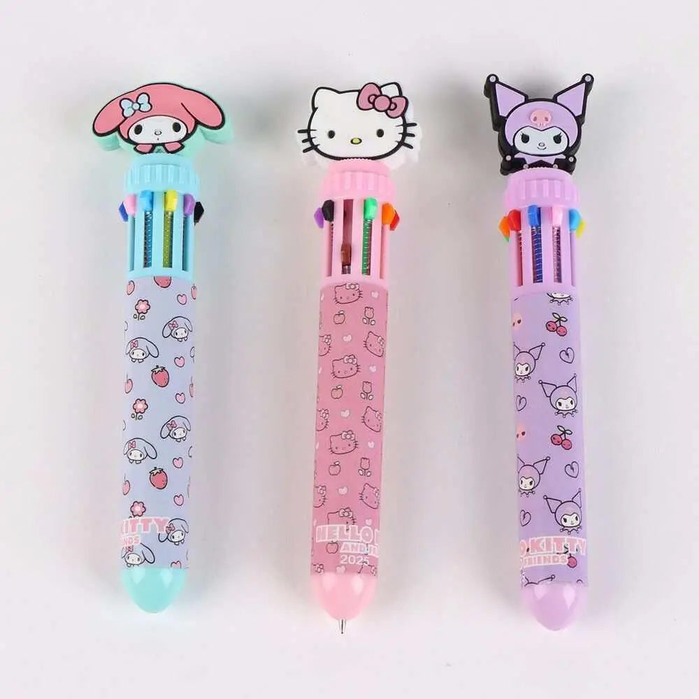 Penna multicolore decorata con personaggi kawaii Nerdscape, ideale per fan e collezionisti.