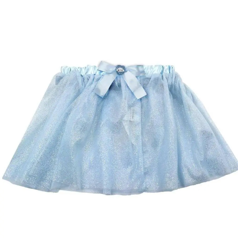 Gonna tutù azzurra con tulle glitterato e fiocco, accessorio cosplay Nerdscape
