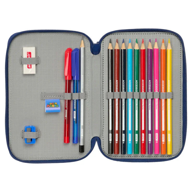 Super Mario Bros Mamma Mia double pencil case 29pcs Nerdscape
