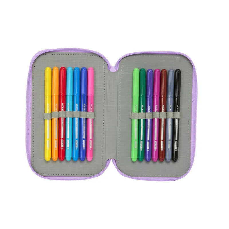Unicorn Academy triple pencil case 37pcs Nerdscape