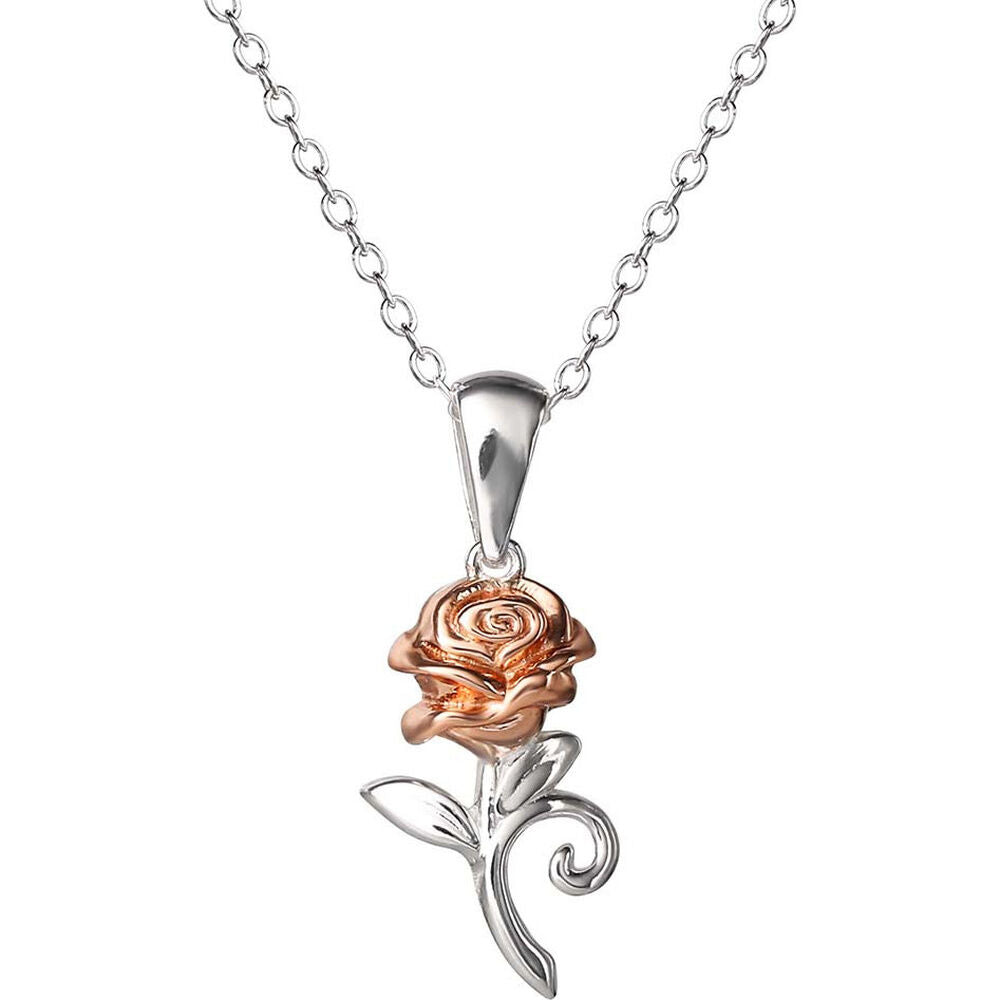 Disney Beauty and the Beast Rose sterling silver necklace Nerdscape