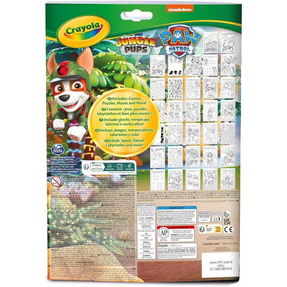 Crayola Paw Patrol Jungle Pups Set 7 markers + Activity Book