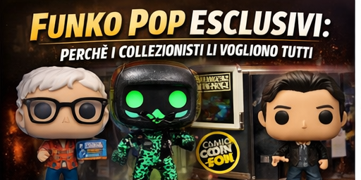 Tre Funko Pop esclusivi Nerdscape esposti con sfondo promozionale per collezionisti.