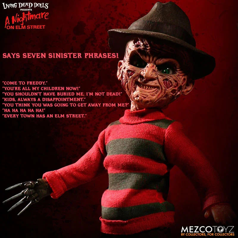 English A Nightmare on ELM Street Freddy Krueger Talking doll 25cm Nerdscape