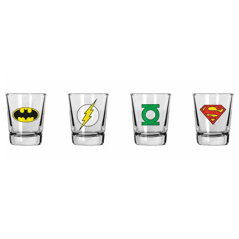 DC Comics logo shot glasses set Nerdscape