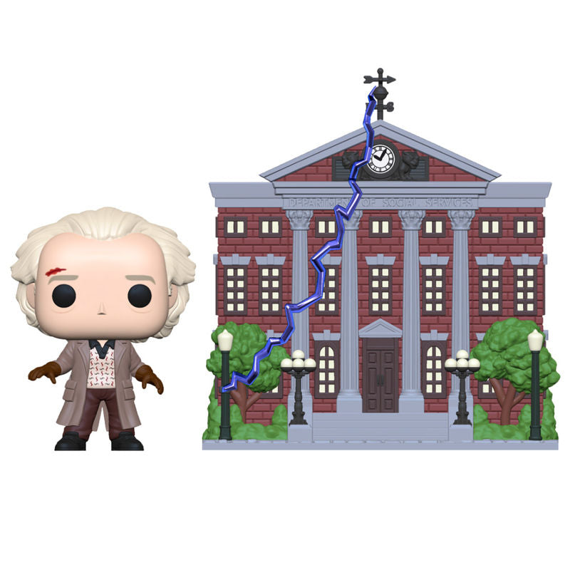 POP figure Back To The Future Doc with Clock Tower Nerdscape