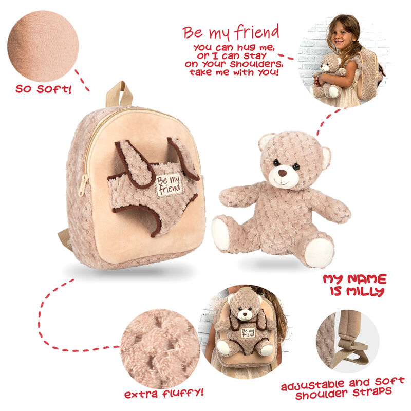 Milly Bear backpack with plush toy 26cm Nerdscape