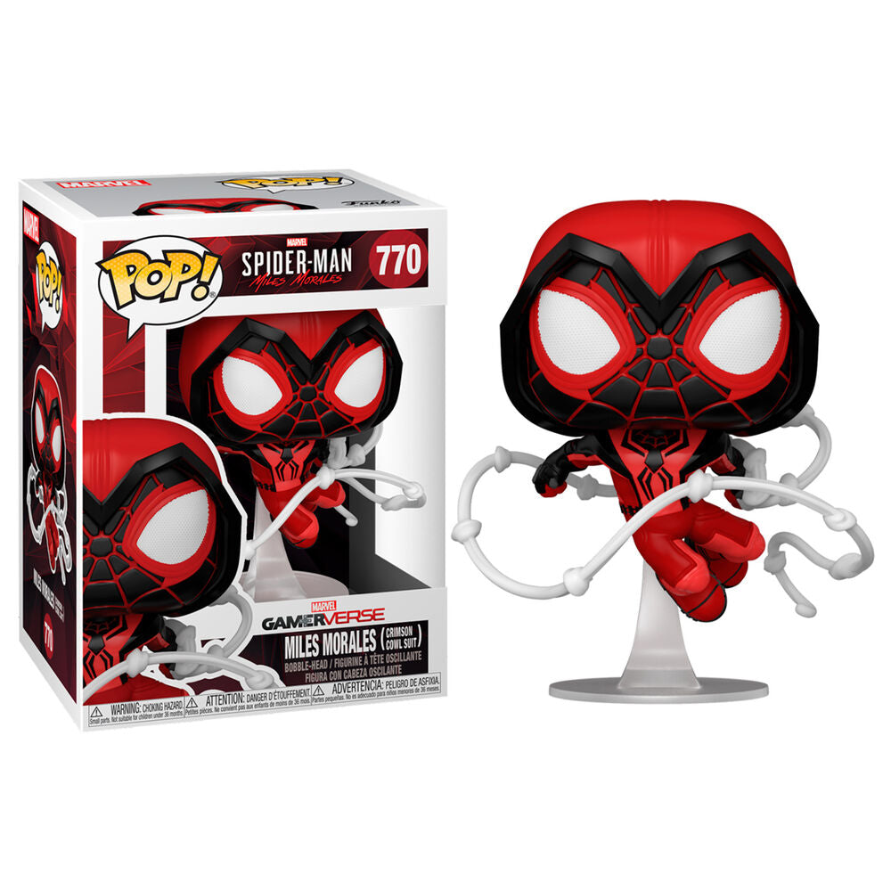 POP figure Marvel Spiderman Miles Morales Crimson Cowl Suit Nerdscape
