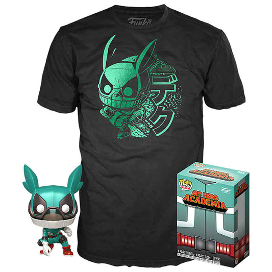 Funko Pop! My Hero Academia Deku con Elmetto - Figura da Collezione Vinyl & T-Shirt Set