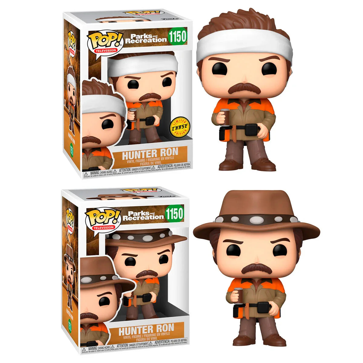 Funko Pop! Parks and Rec Hunter Ron 5 + 1 Chase - Figura da Collezione Vinyl Nerdscape
