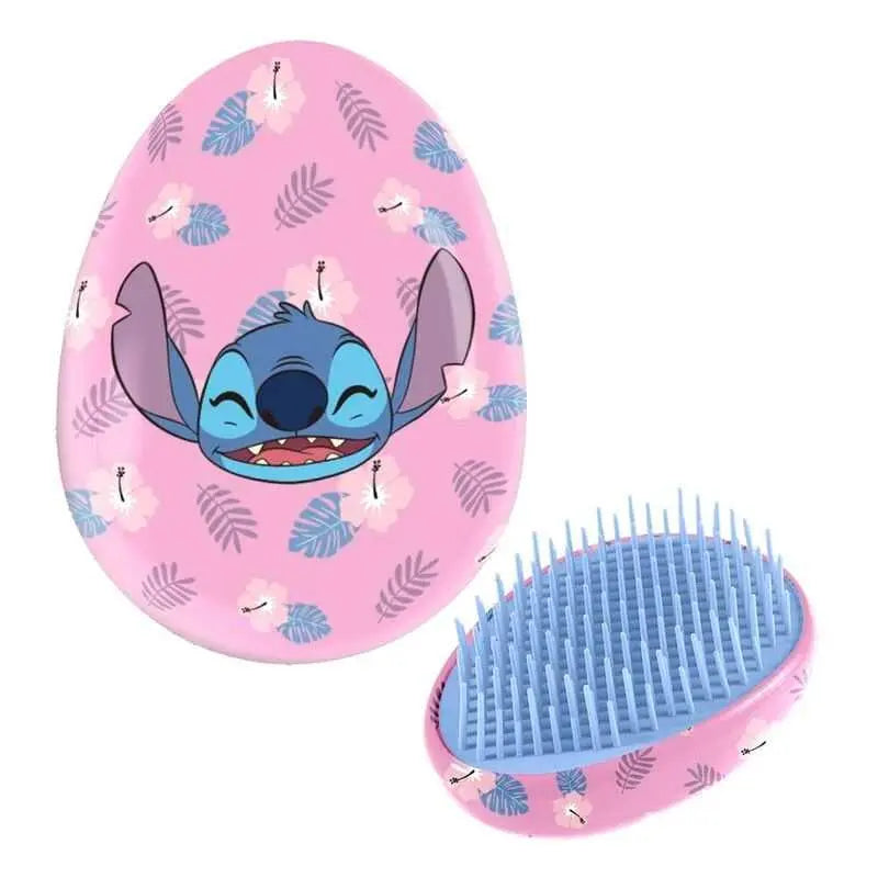 Spazzola districante Nerdscape rosa con Stitch, fiori e foglie, design kawaii