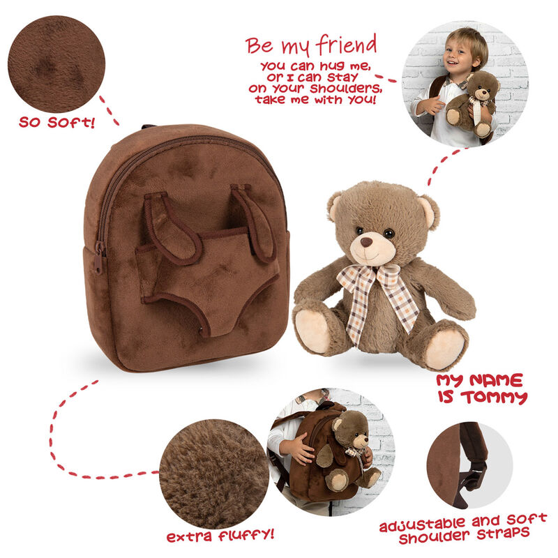 Bear Tommy backpack with plush toy 26cm Nerdscape