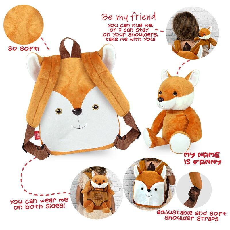 Fox backpack with plush toy 26cm Nerdscape