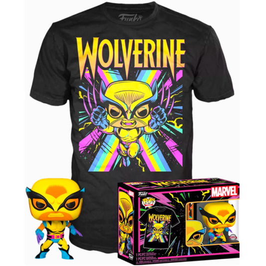 Coffret de figurines POP &amp; Tee Marvel Wolverine Black Light