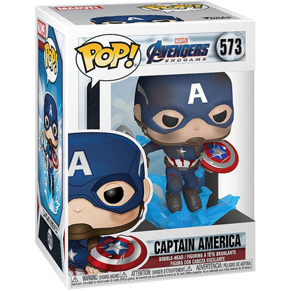 POP figure Marvel Avengers Endgame Captain America with Broken Shield &amp; Mjolnir