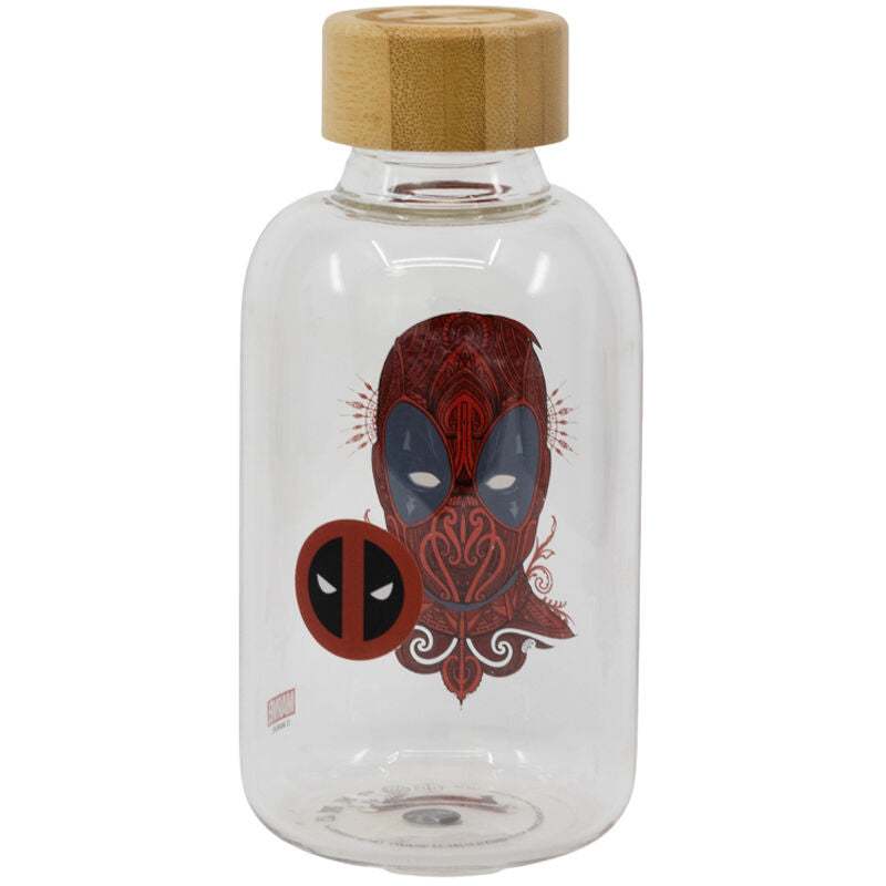 Marvel Deadpool 620ml glass water bottle with hermetic cap and eco-friendly borosilicate glass