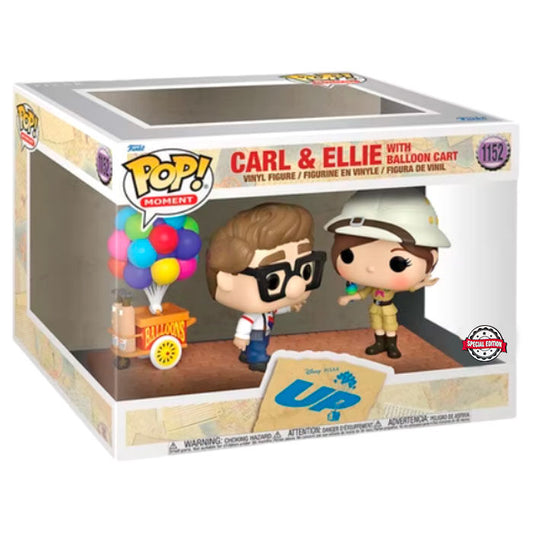 Figurine POP Disney Pixar Là-haut Carl et Ellie avec chariot à ballons (Exclusivité)
