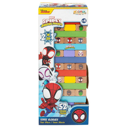 Marvel Spidey blocks tower + domino wooden set Nerdscape