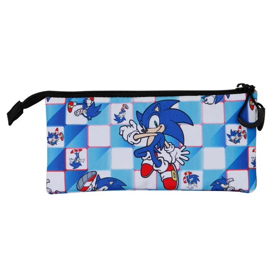 Trousse triple Sonic le Hérisson bleue Lay