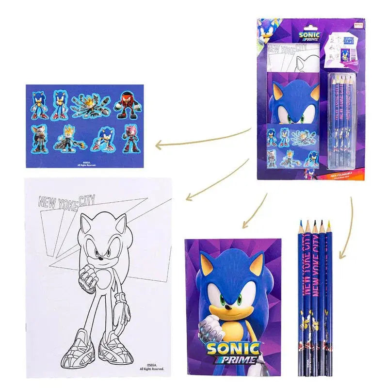 Sonic Prime Colouring stationery set Nerdscape