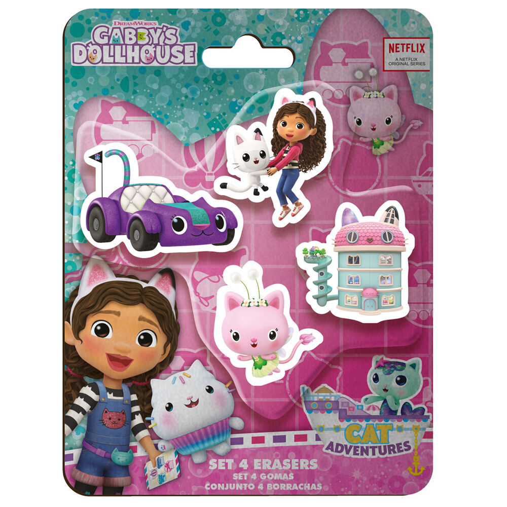 Gabbys Dollhouse 4 erasers set Nerdscape
