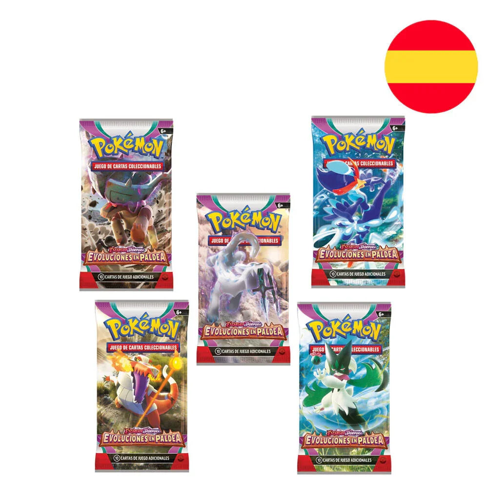 Spanish Pokemon Developments in Paldea trading card game envelopes Nerdscape