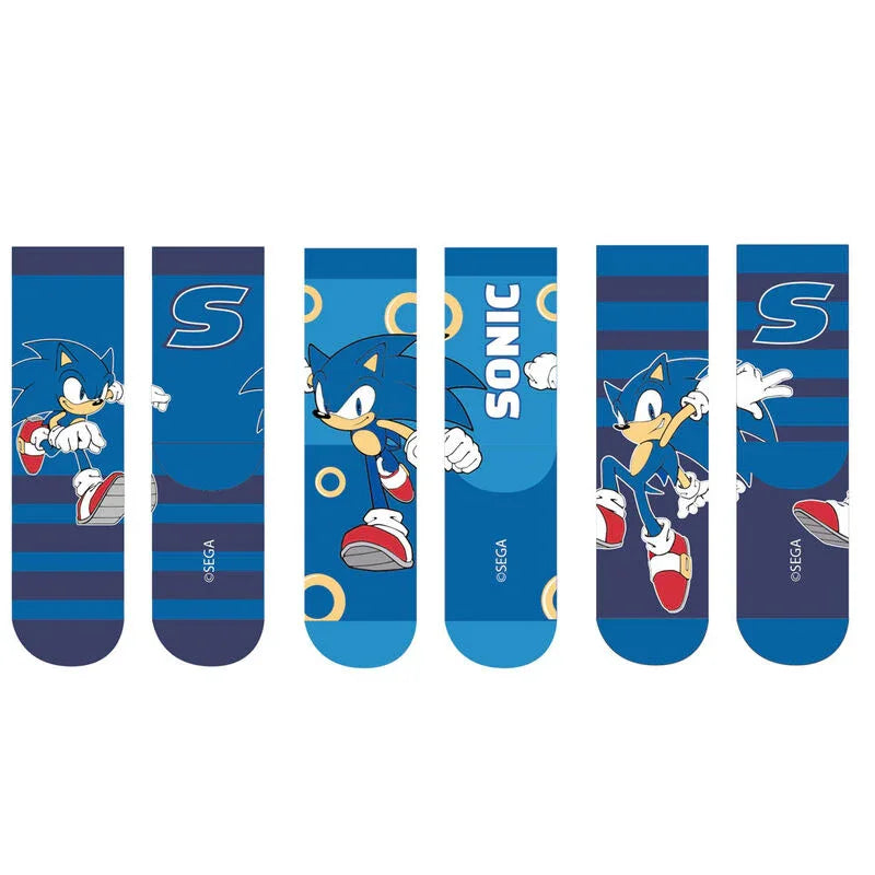 Sonic the Hedgehog Pack 3 Kids Socks - Nerdscape Nerdscape