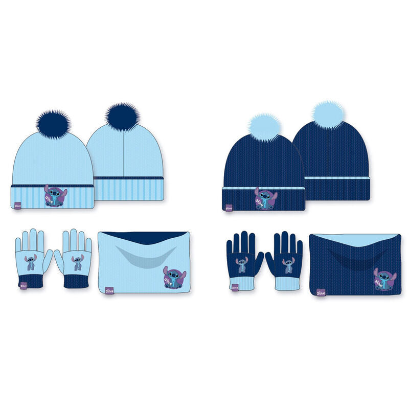 Disney Stitch kids winter set snood hat gloves Nerdscape