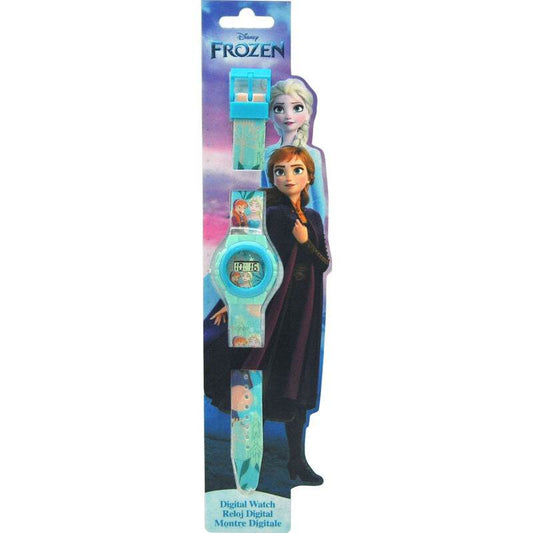 Orologio digitale Disney Frozen con sfondo azzurro e personaggi del film
