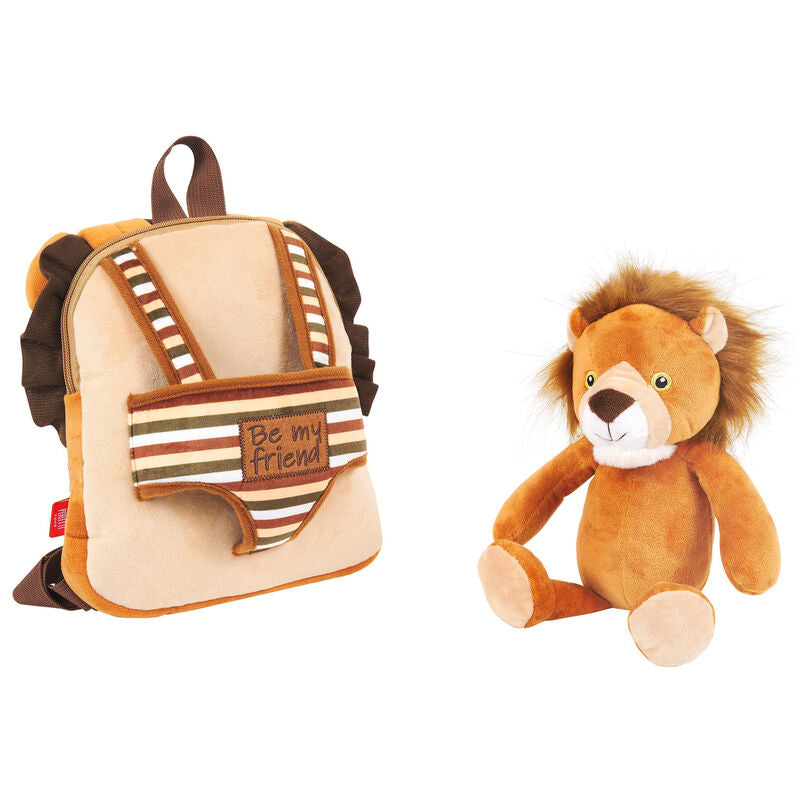 Lenny Lion reversible backpack with plush toy 25cm Nerdscape