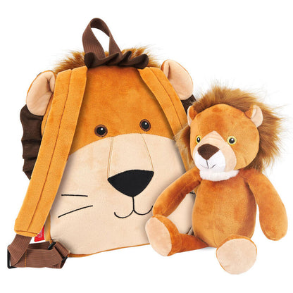 Lenny Lion reversible backpack with plush toy 25cm Nerdscape