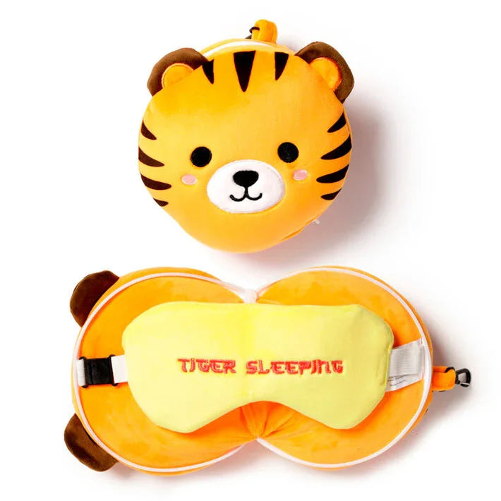 Relaxeazzz Adoramals Tiger travel pillow eye mask Nerdscape