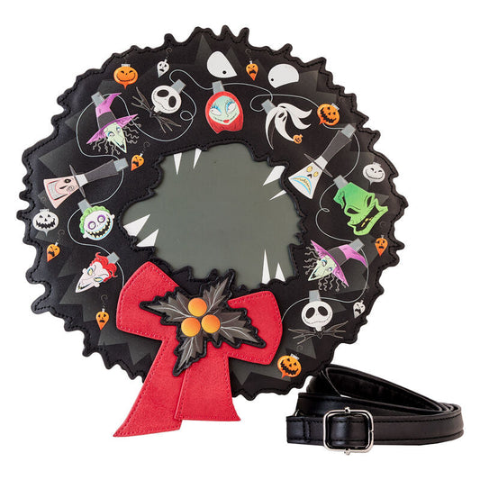 Loungefly Disney Nightmare Before Christmas Wreath String Lights Glow crossbody bag Nerdscape