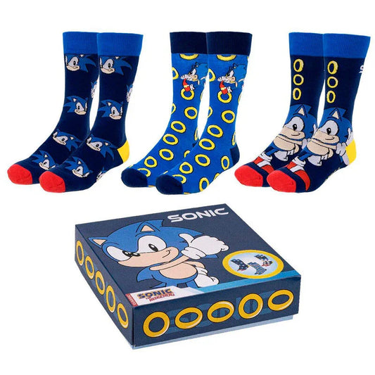 Chaussettes Sonic le Hérisson, lot de 3 pour adultes
