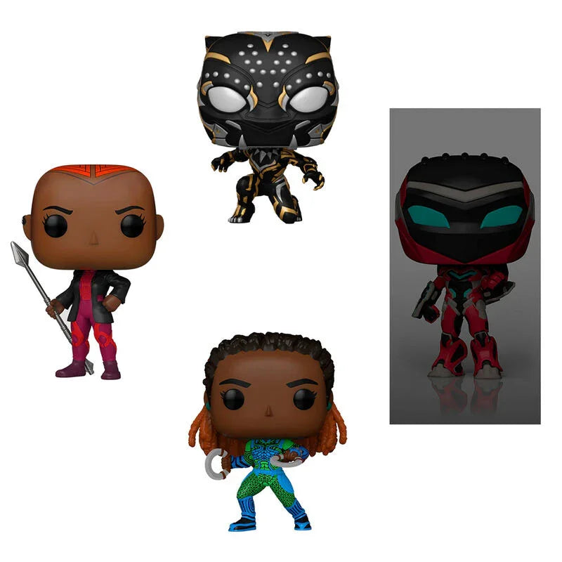Funko Pop! Marvel Black Panther Wakanda Forever Nakia, Black Panther, Ironheart Mk2 & Okoye - Figura da Collezione Vinyl Nerdscape