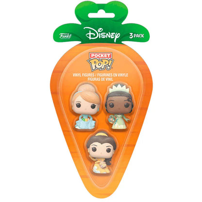 Carrot Pocket POP blister 3 figures Disney Princess Cinderella Tiana Bella easter Nerdscape